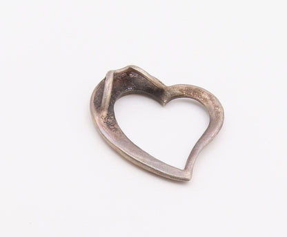 925 Sterling Silver  Vintage Mother Of Pearl Open Love Heart Pendant  PT19959