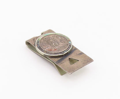 MEXICO 925 Silver  Vintage Abalone San Cristobal Protegenos Money Clip  TR3286