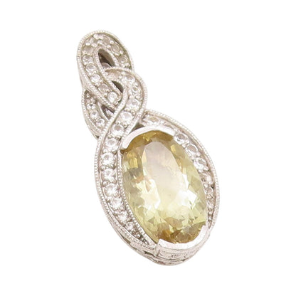 925 Sterling Silver Vintage Pendant Topaz & CZ Woven Celestial Knot  PT24918