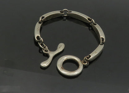 925 Sterling Silver  Vintage Dark Tone Smooth Bar Link Chain Bracelet  BT8469