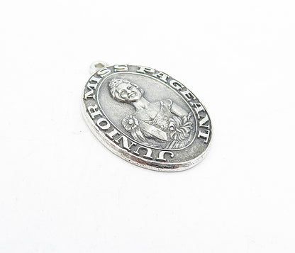 925 Sterling Silver  Vintage Junior Miss Pageant 1966 Oval Pendant  PT3659