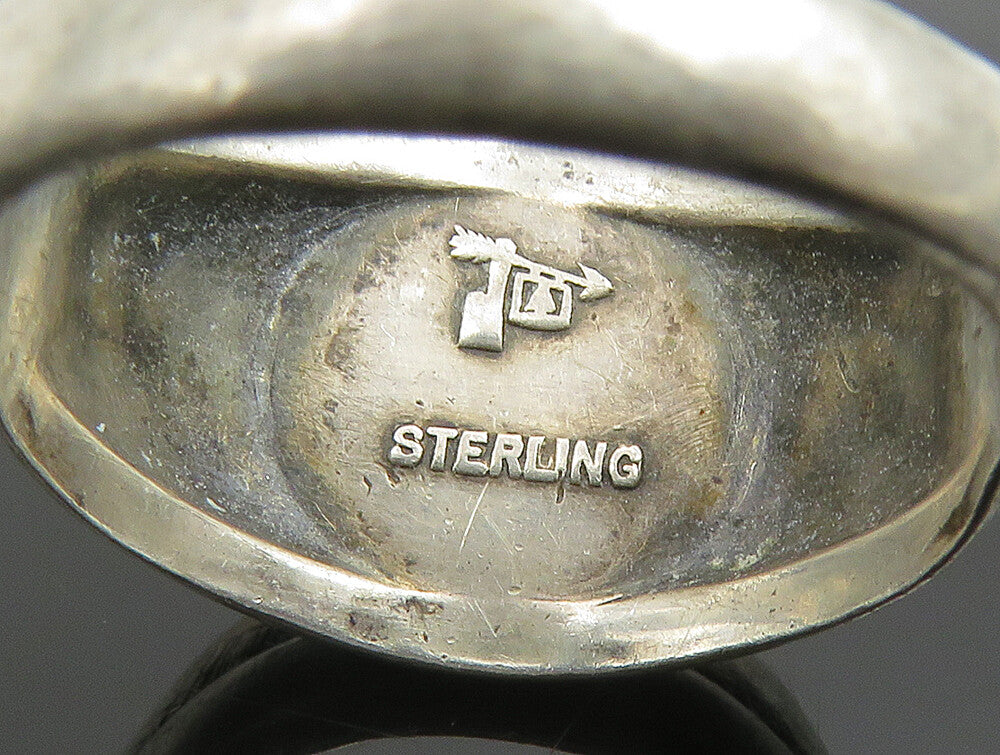 POST BELL 925 Sterling Silver Vintage Square Hematite Band Ring Sz 7  RG24681