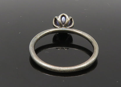 PANDORA 925 Silver  Vintage Blue Pearl Dark Tone Band Ring Sz 9  RG20889