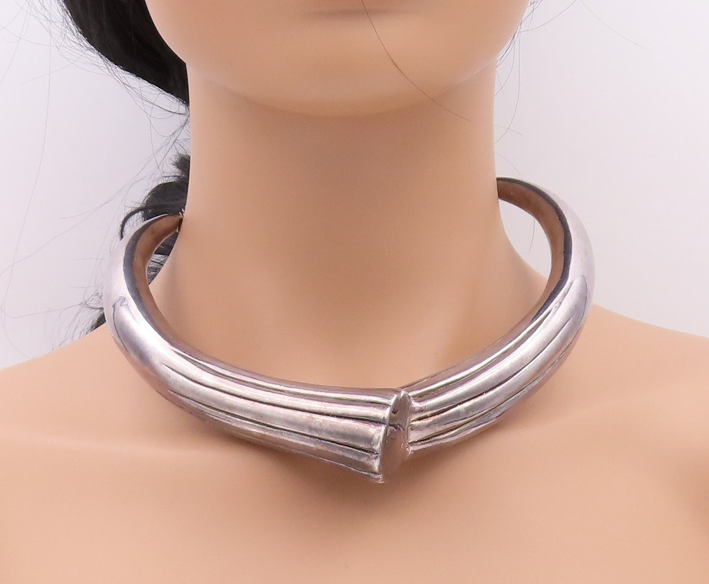 925 Sterling Silver Vintage Necklace YAACOV HELLER Solid Grooved Designer NE4489