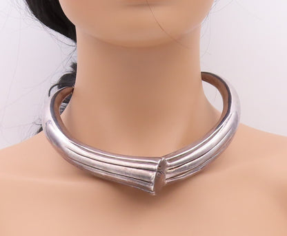 925 Sterling Silver Vintage Necklace YAACOV HELLER Solid Grooved Designer NE4489