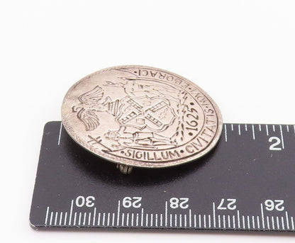925 Sterling Silver Vintage Brooch Pin 1625 Seal Of New York City   BP12161