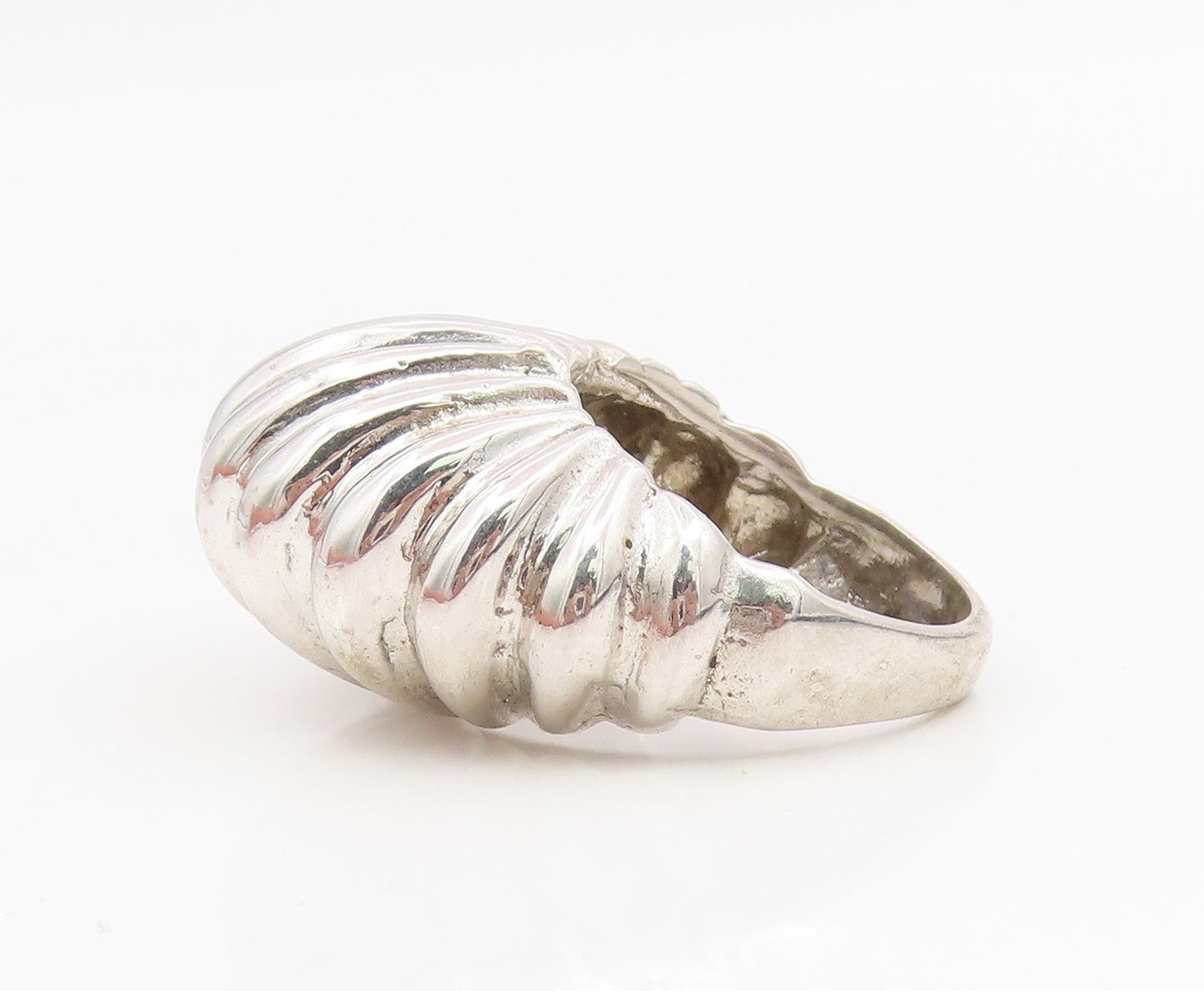 925 Sterling Silver Vintage Ring Minimalist Fluted Dome Band  Sz 6.5  RG35294