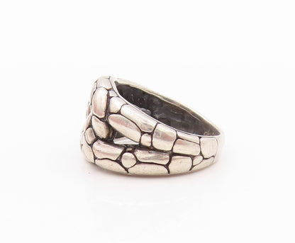 925 Sterling Silver Vintage Ring Dark Tone Snake Skin Design Cut  SZ 6  RG32249