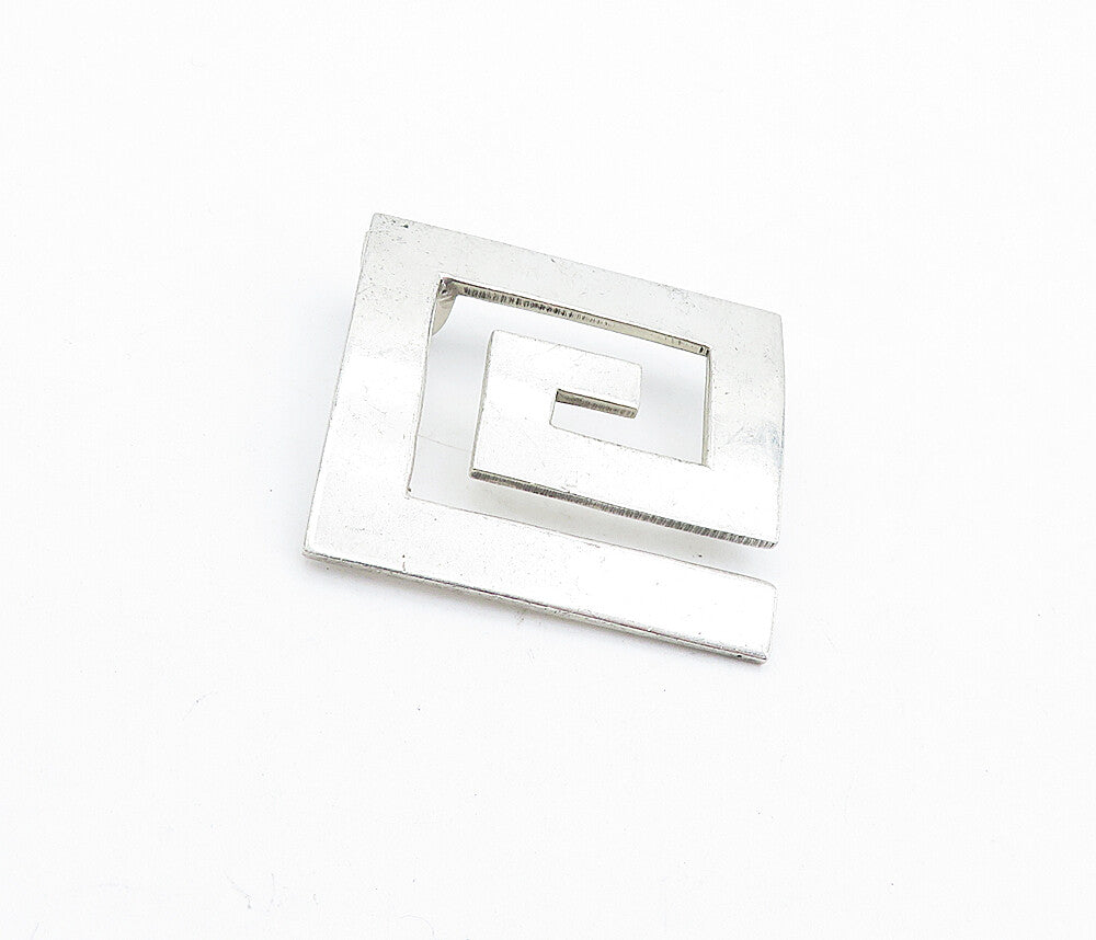 MEXICO 925 Sterling Silver  Vintage Shiny Smooth Square Spiral Pendant  PT3316