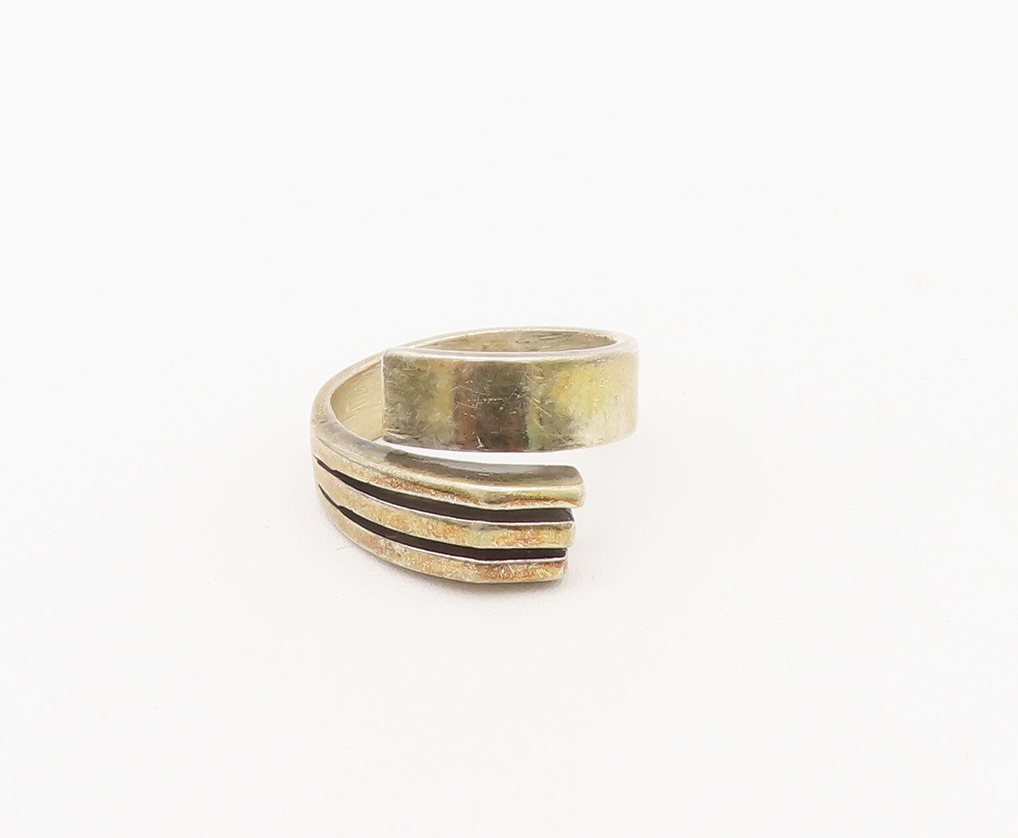 925 Sterling Silver Vintage Ring MEXICO Solid Cutout End Bypass  Sz 6.5 RG27927
