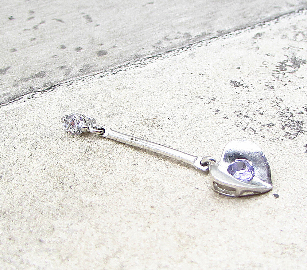925 Sterling Silver  Amethyst & White Cubic Zirconia Love Drop Pendant  PT1527
