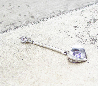 925 Sterling Silver  Amethyst & White Cubic Zirconia Love Drop Pendant  PT1527