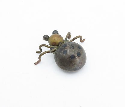 MEXICO 925 Silver  Vintage Antique Black Onyx Spotted Beetle Brooch Pin BP1403