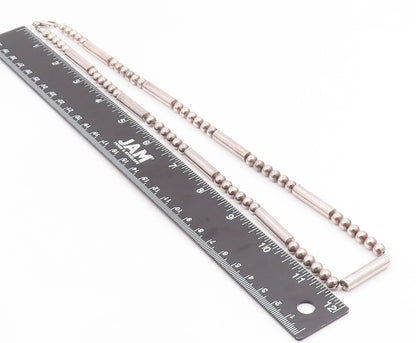 925 Sterling Silver Vintage Necklace Modernist Geometric Bead Bar Chain  NE4829