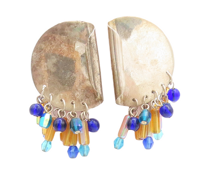 925 Sterling Silver Vintage Earrings Designer Dangling Crystals  EG13296