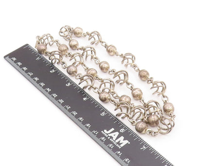 925 Sterling Silver Vintage Necklace MEXICO Spherical Spiral Cage Chain  NE4650