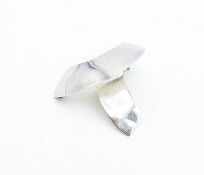 MEXICO 925 Sterling Silver  Vintage Shiny Polished Ribbon Brooch Pin  BP1663