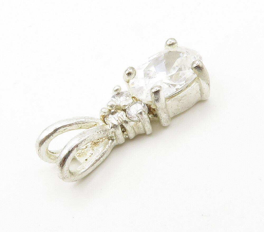 ROSS SIMON 925 Sterling Silver  Shiny Prong Set White Topaz Pendant  PT11755