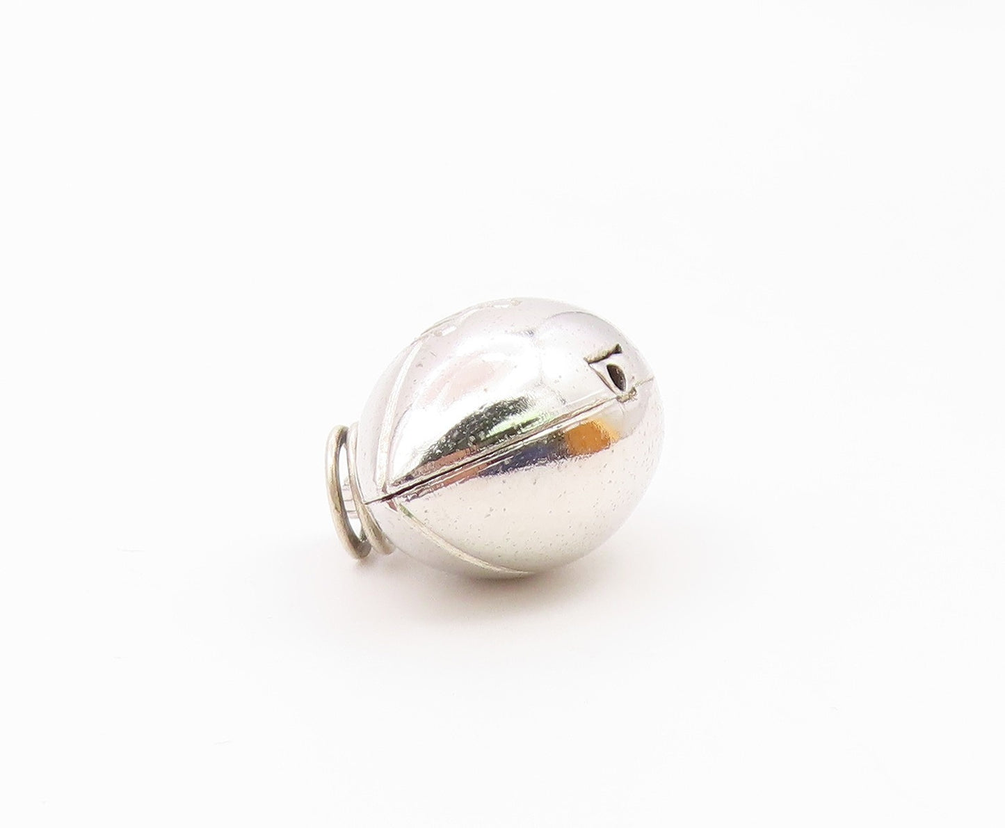 925 Sterling Silver  Vintage Shiny Hollow Football Motif Sport Pendant  PT6988