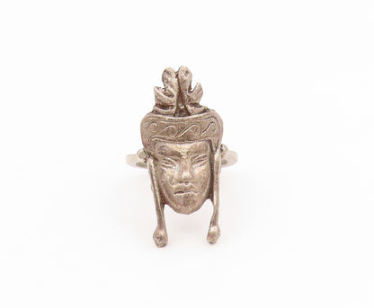 925 Sterling Silver Vintage Ring Ethnic Figural With Headdress  Sz 6.5  RG34559