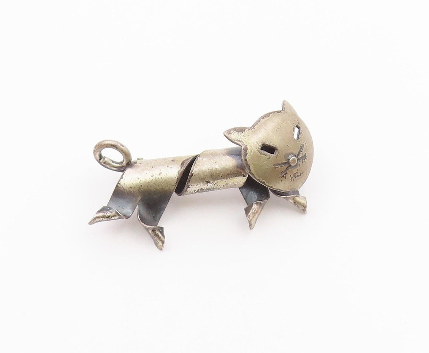 BEAU 925 Sterling Silver  Vintage Fashion Twisted Cat Brooch Pin  BP9786
