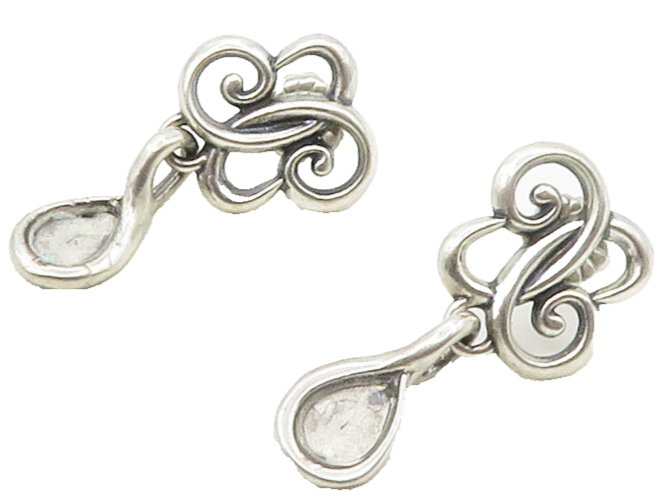 CAROLYN POLLACK RELIOS 925 Silver  Vintage Butterfly Drop Earrings  EG8504
