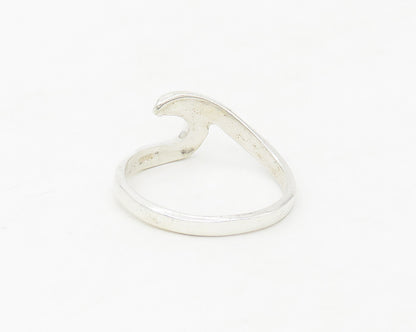 925 Sterling Silver  Shiny Smooth Ocean Wave Band Ring Sz 8  RG17042