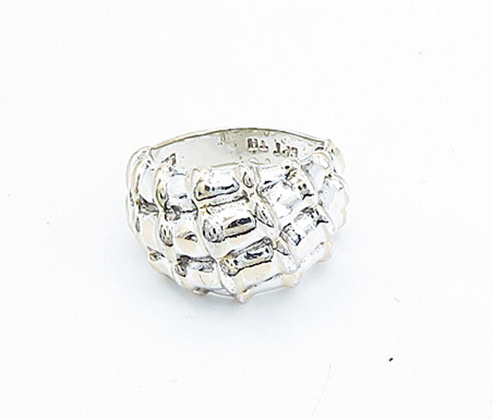 925 Sterling Silver  Vintage Polished Bamboo Dome Band Ring Sz 8  RG5813