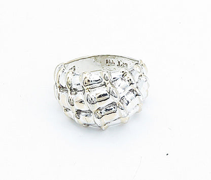 925 Sterling Silver  Vintage Polished Bamboo Dome Band Ring Sz 8  RG5813