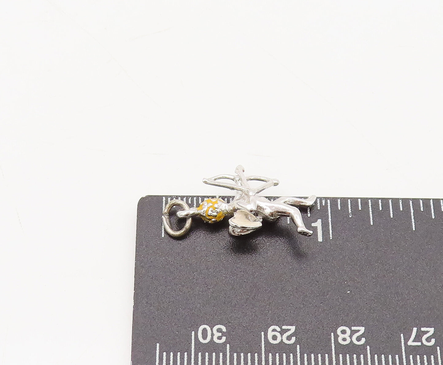 925 Sterling Silver  Vintage Mini Flying Angle With Bow Arrow Pendant  PT22381