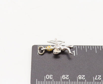 925 Sterling Silver  Vintage Mini Flying Angle With Bow Arrow Pendant  PT22381