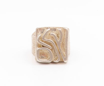 925 Sterling Silver Vintage Ring Carved Shalom Peace Hebrew Band Sz 9.5 RG34704