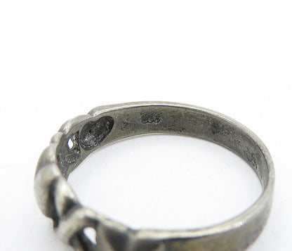 925 Sterling Silver  Vintage Dark Tone Love Heart XO Band Ring Sz 7.5  RG6098