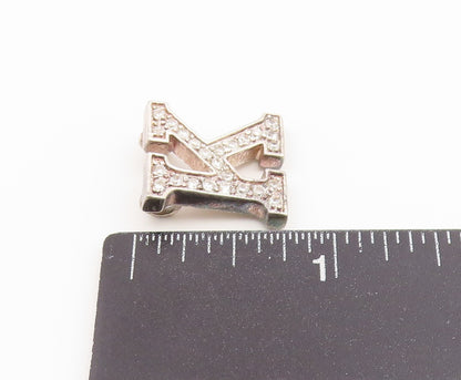 925 Sterling Silver Vintage Pendant Classic CZ Initial K Monogram Charm  PT26605