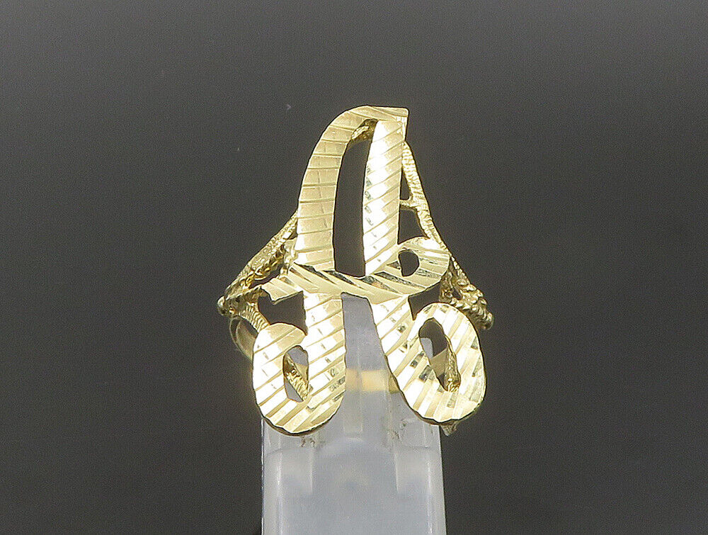 10K GOLD  Vintage Linear Textured Initial A Cutout Ring Sz 10  GR346