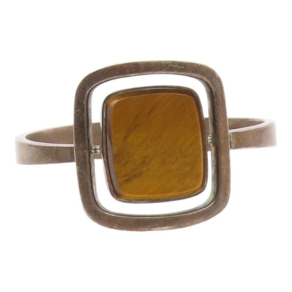 DESIGNER MEXICO 925 Silver  Vintage Tiger's Eye Square Bangle Bracelet  BT9208