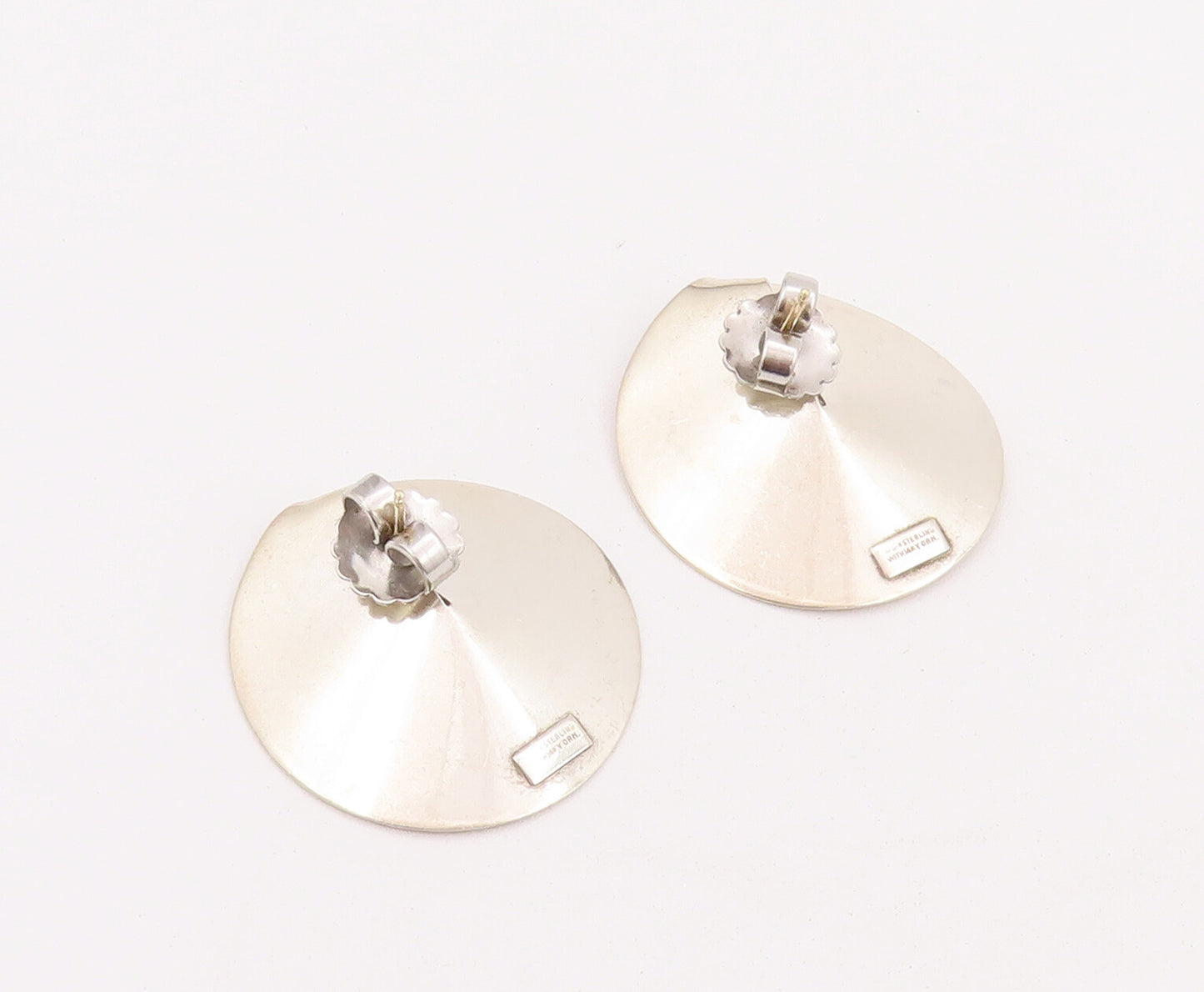 14k Gold 925 Sterling Silver Vintage Earrings Designer Reverse Dome Cone EG12929