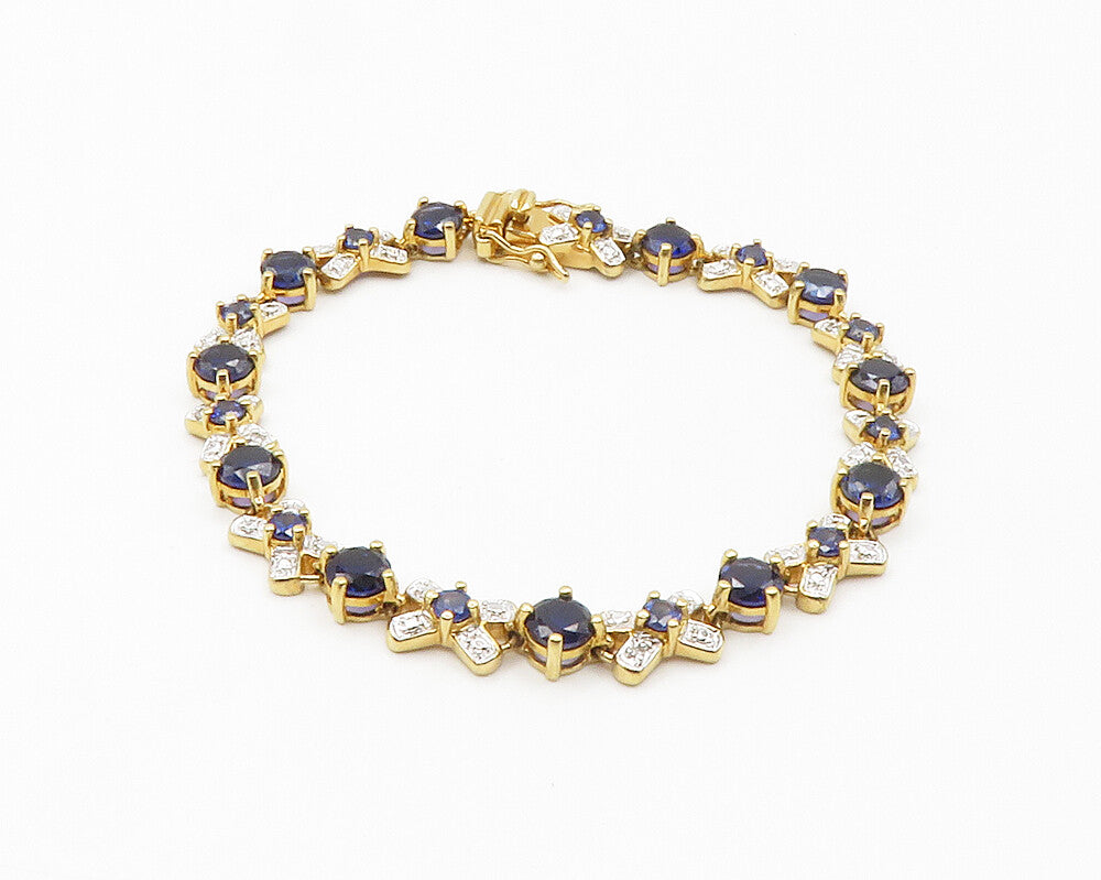 ROSS SIMON 925 Sterling Silver  Blue Topaz Gold Plated Chain Bracelet  BT5735