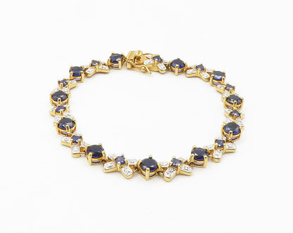 ROSS SIMON 925 Sterling Silver  Blue Topaz Gold Plated Chain Bracelet  BT5735
