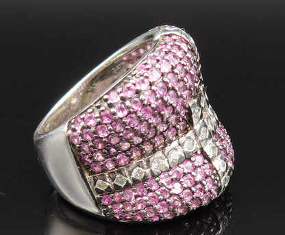 925 Silver  Vintage Concave Sparkly Topaz Wide Band Ring Sz 7.5  RG25393