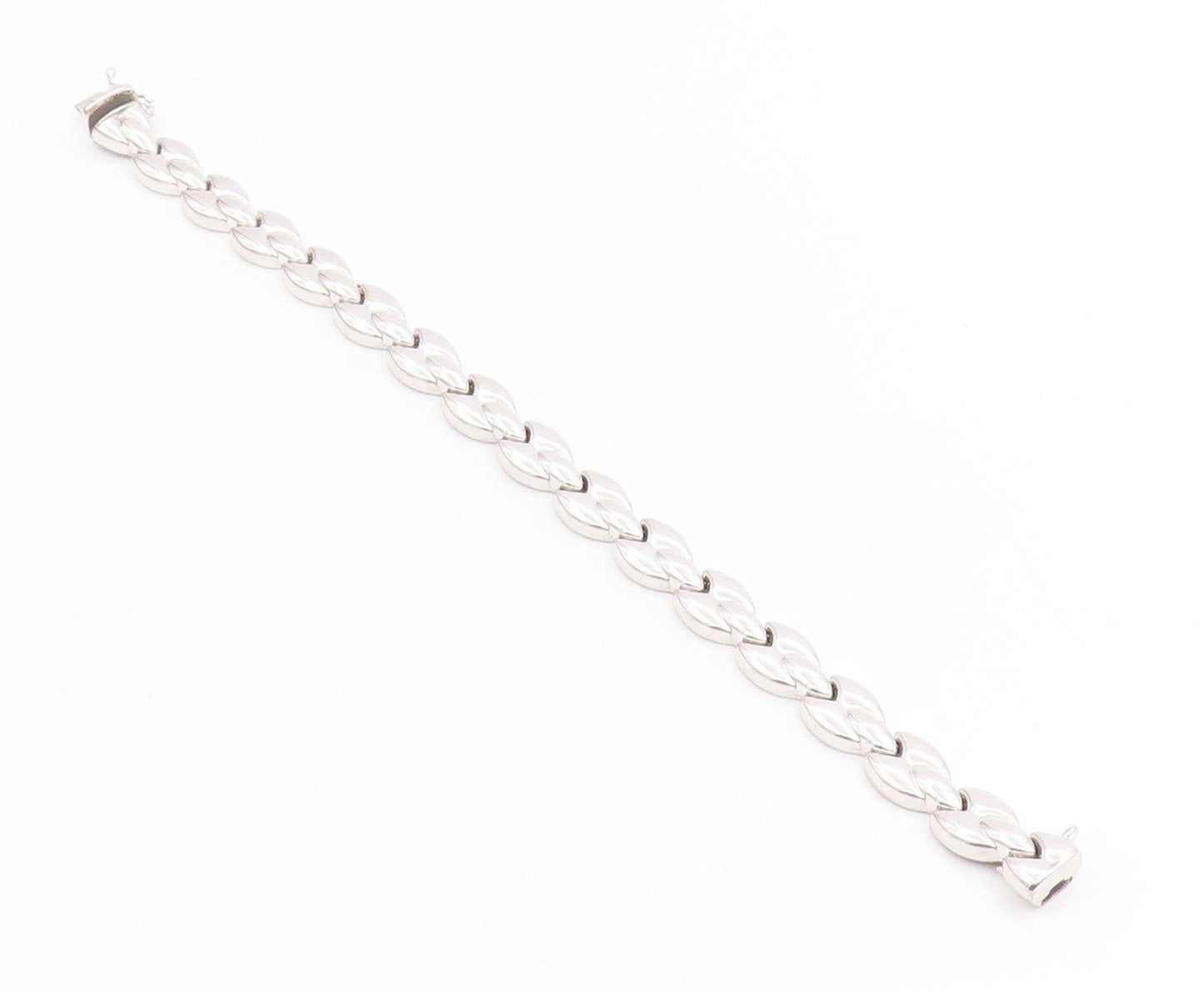 925 Sterling Silver Vintage Bracelet Intertwined Polished Link Chain   BT11476