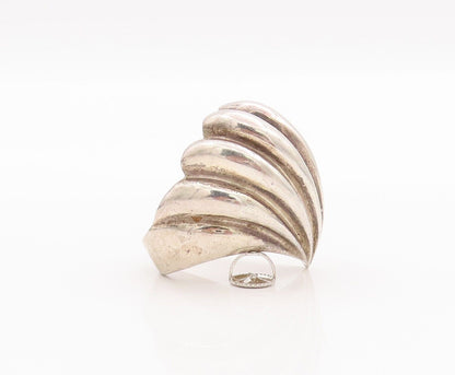 925 Sterling Silver Vintage Ring KRYPELL Solid Carved Swirly Fan  Sz 7.5 RG28221