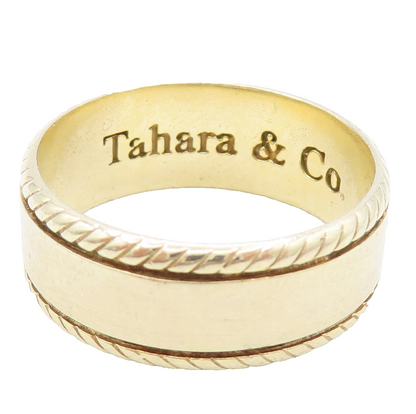 TAHARA 925 Sterling Silver Vintage Rope Border Smooth Band Ring Sz 9.5 RG26164