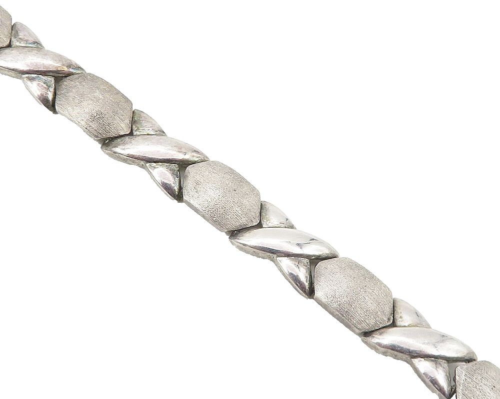 925 Sterling Silver  Vintage Dark Tone XO Hugs & Kisses Chain Bracelet  BT4518
