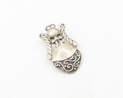 925 Sterling Silver  Vintage Shiny Angel With Ribbon Bow Brooch Pin  BP7214