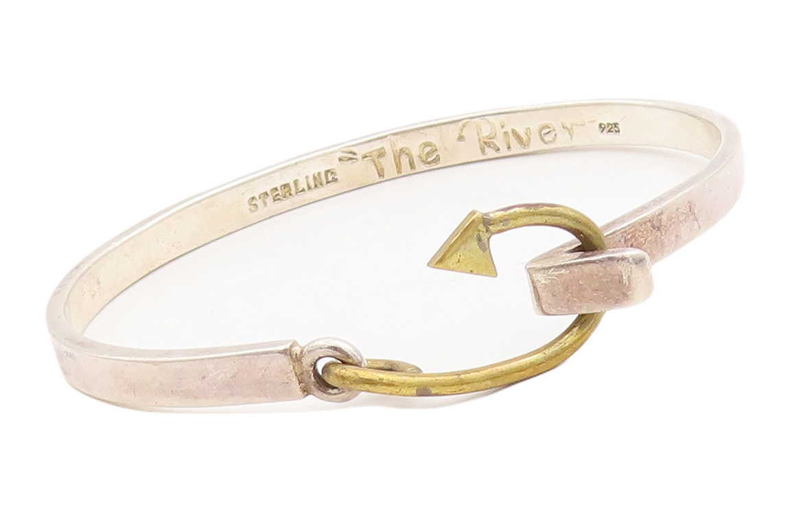925 Sterling Silver Vintage Bracelet Solid Anchor Hook Lock  BT10680