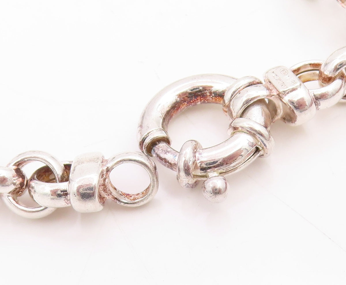 925 Sterling Silver Vintage Bracelet Multi Gemstone Storyteller Charms  BT11757