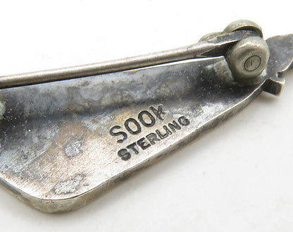 925 Sterling Silver  Vintage Petite Dark Tone Net Detail Brooch Pin  BP6333