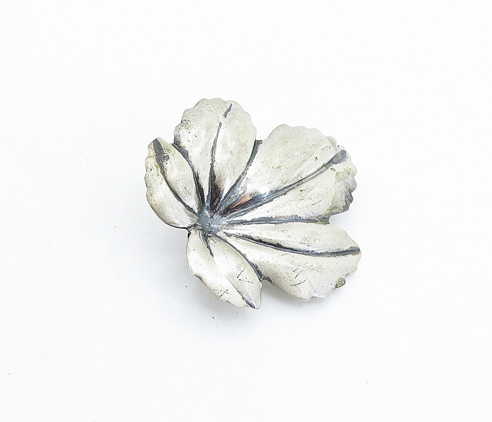 JEWEL ART 925 Sterling Silver  Vintage Autumn Leaf Motif Brooch Pin  BP2358