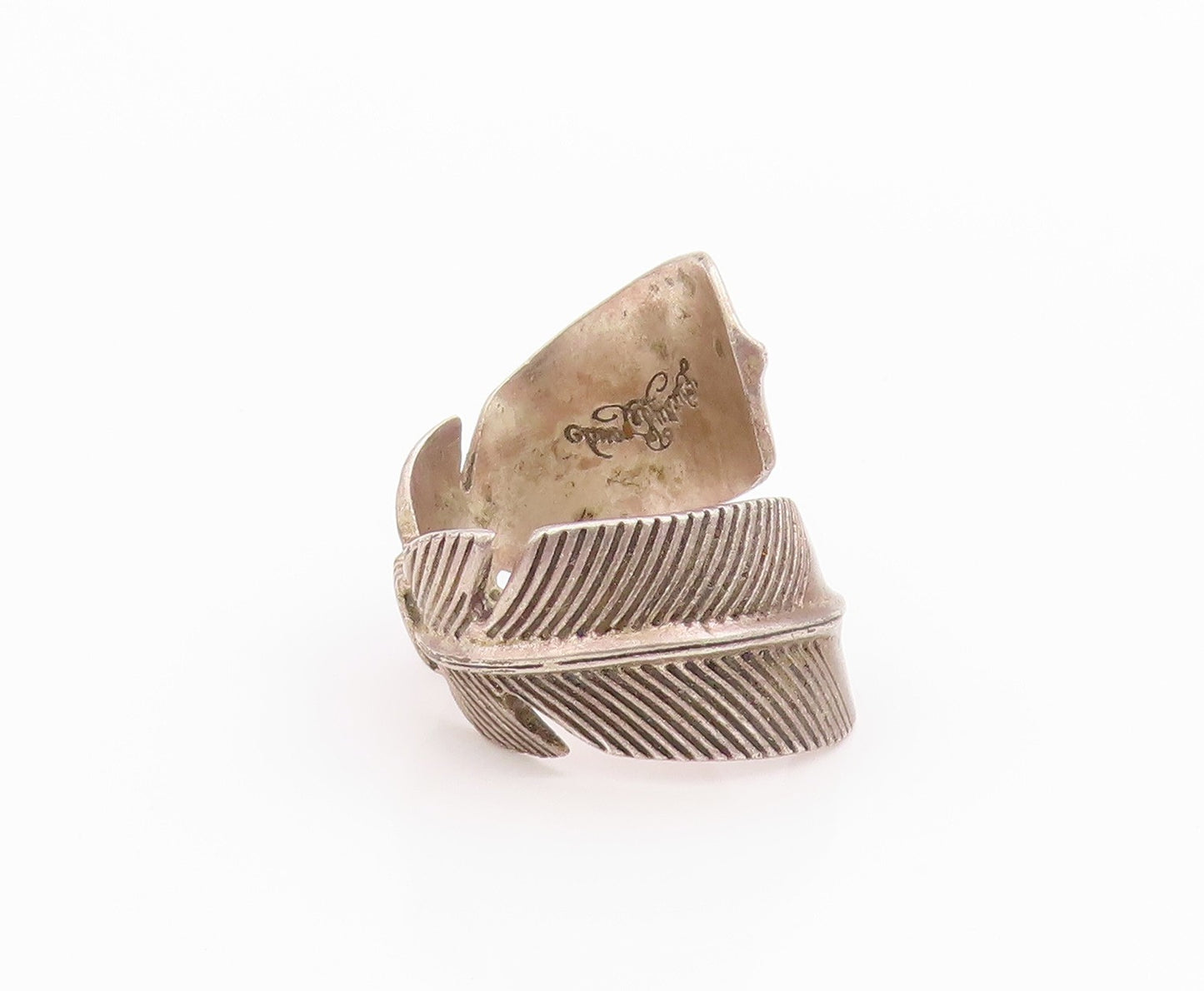 925 Sterling Silver Vintage Ring LUCKY BRAND Feathers Bypass  Sz 7.5  RG33173